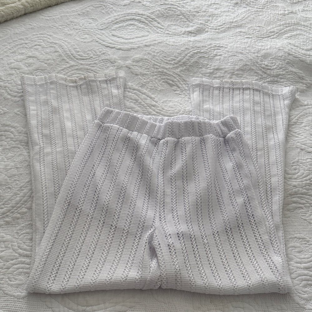 White Knit Swim Coverup Pants